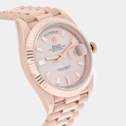 Pre Owned Rolex Day-Date 228235 Automatic Pink 18k Rose Gold Men's Wristwatch 40 mm
