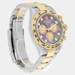 Pre Owned Rolex Cosmograph Daytona 116503 Automatic Tahitian MOP 18K Yellow Gold Stainless Steel Men's Wristwatch 40 mm
