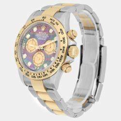 Pre Owned Rolex Cosmograph Daytona 116503 Automatic Tahitian MOP 18K Yellow Gold Stainless Steel Men's Wristwatch 40 mm