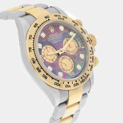 Pre Owned Rolex Cosmograph Daytona 116503 Automatic Tahitian MOP 18K Yellow Gold Stainless Steel Men's Wristwatch 40 mm