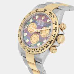 Pre Owned Rolex Cosmograph Daytona 116503 Automatic Tahitian MOP 18K Yellow Gold Stainless Steel Men's Wristwatch 40 mm