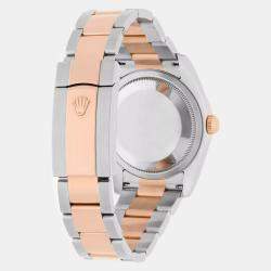 Pre Owned Rolex Datejust 116261 Automatic White 18k Rose Gold Stainless Steel Men's Wristwatch 36 mm
