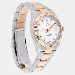 Pre Owned Rolex Datejust 116261 Automatic White 18k Rose Gold Stainless Steel Men's Wristwatch 36 mm