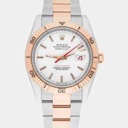 Pre Owned Rolex Datejust 116261 Automatic White 18k Rose Gold Stainless Steel Men's Wristwatch 36 mm