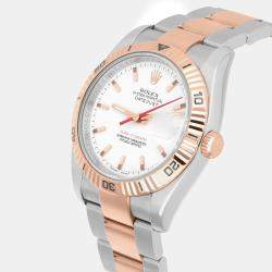 Pre Owned Rolex Datejust 116261 Automatic White 18k Rose Gold Stainless Steel Men's Wristwatch 36 mm