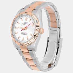 Pre Owned Rolex Datejust 116261 Automatic White 18k Rose Gold Stainless Steel Men's Wristwatch 36 mm