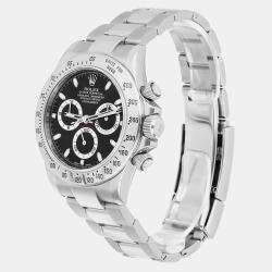 Pre Owned Rolex Cosmograph Daytona 116520 Automatic Black Stainless Steel Men's Wristwatch 40 mm