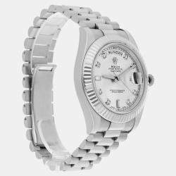 Pre Owned Rolex Day-Date 218239-0006 Automatic Silver 18k White Gold Men's Wristwatch 41 mm