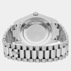 Pre Owned Rolex Day-Date 218239-0006 Automatic Silver 18k White Gold Men's Wristwatch 41 mm