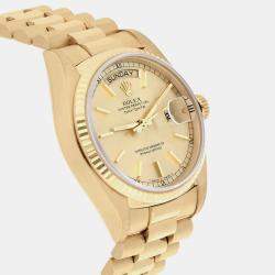 Pre Owned Rolex Day-Date 18038 Automatic Champagne 18k Yellow Gold Men's Wristwatch 36 mm