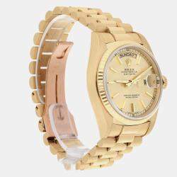 Pre Owned Rolex Day-Date 18038 Automatic Champagne 18k Yellow Gold Men's Wristwatch 36 mm