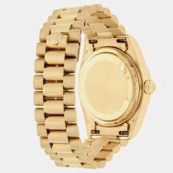 Pre Owned Rolex Day-Date 18038 Automatic Champagne 18k Yellow Gold Men's Wristwatch 36 mm