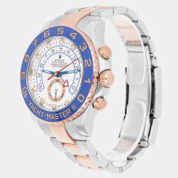 Pre Owned Rolex Yacht-Master II 116681 Automatic White 18k Rose Gold Stainless Steel Men's Wristwatch 44 mm