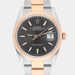 Pre Owned Rolex Datejust 126201 Automatic Grey 18k Rose Gold Stainless Steel Men's Wristwatch 36 mm