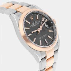 Pre Owned Rolex Datejust 126201 Automatic Grey 18k Rose Gold Stainless Steel Men's Wristwatch 36 mm