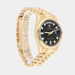 Pre Owned Rolex Day-Date 118238 Automatic Black 18k Yellow Gold Men's Wristwatch 36 mm