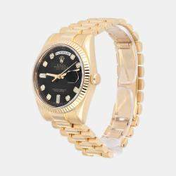 Pre Owned Rolex Day-Date 118238 Automatic Black 18k Yellow Gold Men's Wristwatch 36 mm