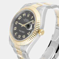 Pre Owned Rolex Datejust 116333 Automatic Black 18k Yellow Gold Stainless Steel Men's Wristwatch 41 mm