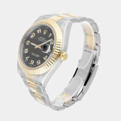 Pre Owned Rolex Datejust 116333 Automatic Black 18k Yellow Gold Stainless Steel Men's Wristwatch 41 mm