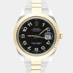 Pre Owned Rolex Datejust 116333 Automatic Black 18k Yellow Gold Stainless Steel Men's Wristwatch 41 mm