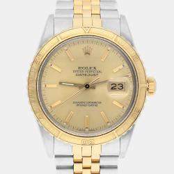 Pre Owned Rolex Datejust 16253 Automatic Champagne 18k Yellow Gold Stainless Steel Men's Wristwatch 36 mm