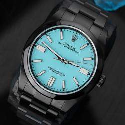 Pre Owned Rolex Oyster Perpetual 114300 Automatic Blue Stainless Steel Men's Wristwatch 39 mm