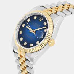 Pre Owned Rolex Datejust 116233 Automatic Blue 18k Yellow Gold Stainless Steel Men's Wristwatch 36 mm