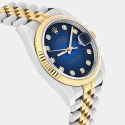 Pre Owned Rolex Datejust 116233 Automatic Blue 18k Yellow Gold Stainless Steel Men's Wristwatch 36 mm
