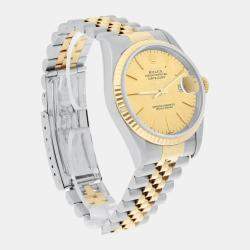 مملوكة مسبقًا Rolex Datejust 16233 Automatic Champagne 18k Yellow Gold Stainless Steel Men's Wristwatch 36 mm