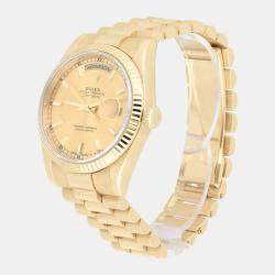 Pre Owned Rolex Day-Date 118238 Automatic Champagne 18k Yellow Gold Men's Wristwatch 36 mm