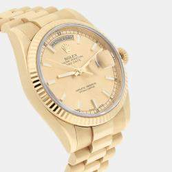 Pre Owned Rolex Day-Date 118238 Automatic Champagne 18k Yellow Gold Men's Wristwatch 36 mm