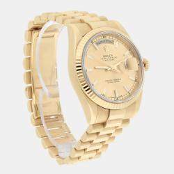 Pre Owned Rolex Day-Date 118238 Automatic Champagne 18k Yellow Gold Men's Wristwatch 36 mm