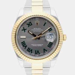 Pre Owned Rolex Datejust II 116333 Automatic Grey 18k Yellow Gold Stainless Steel Men's Wristwatch 41 mm