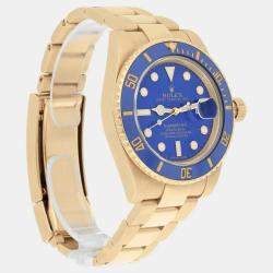 Pre Owned Rolex Submariner 116618LB Automatic Blue 18k Yellow Gold Men's Wristwatch 40 mm