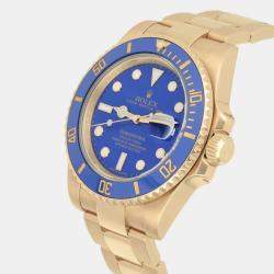 Pre Owned Rolex Submariner 116618LB Automatic Blue 18k Yellow Gold Men's Wristwatch 40 mm