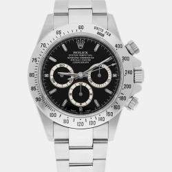 Pre Owned Rolex Cosmograph Daytona 16520 Automatic Black Stainless Steel Men's Wristwatch 40 mm