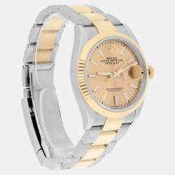 Pre Owned Rolex Datejust 126233 Automatic Champagne 18k Yellow Gold Stainless Steel Men's Wristwatch 36 mm