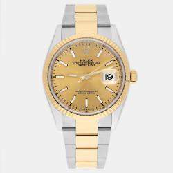 Pre Owned Rolex Datejust 126233 Automatic Champagne 18k Yellow Gold Stainless Steel Men's Wristwatch 36 mm