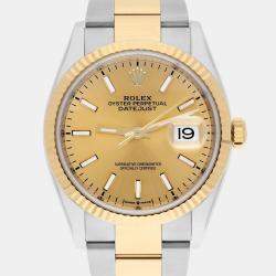 Pre Owned Rolex Datejust 126233 Automatic Champagne 18k Yellow Gold Stainless Steel Men's Wristwatch 36 mm