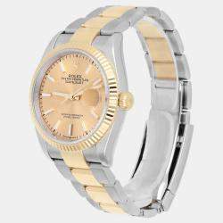 Pre Owned Rolex Datejust 126233 Automatic Champagne 18k Yellow Gold Stainless Steel Men's Wristwatch 36 mm