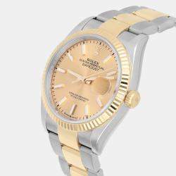 Pre Owned Rolex Datejust 126233 Automatic Champagne 18k Yellow Gold Stainless Steel Men's Wristwatch 36 mm
