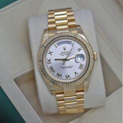 Pre Owned Rolex Day-Date 218238 Automatic Silver 18k Yellow Gold Men's Wristwatch 41 mm