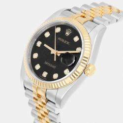 Pre Owned Rolex Datejust 116233 Automatic Black 18k Yellow Gold Stainless Steel Men's Wristwatch 36 mm
