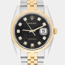 Pre Owned Rolex Datejust 116233 Automatic Black 18k Yellow Gold Stainless Steel Men's Wristwatch 36 mm