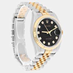Pre Owned Rolex Datejust 116233 Automatic Black 18k Yellow Gold Stainless Steel Men's Wristwatch 36 mm