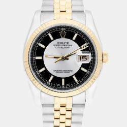 Pre Owned Rolex Datejust 116233 Automatic Black 18k Yellow Gold Stainless Steel Men's Wristwatch 36 mm