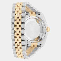 Pre Owned Rolex Datejust 116233 Automatic White 18k Yellow Gold Stainless Steel Men's Wristwatch 36 mm