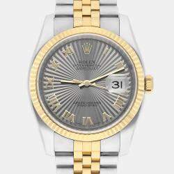 Pre Owned Rolex Datejust 116233 Automatic Silver 18k Yellow Gold Stainless Steel Men's Wristwatch 36 mm