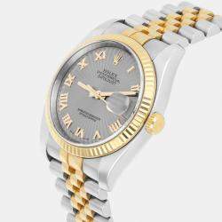 Pre Owned Rolex Datejust 116233 Automatic Silver 18k Yellow Gold Stainless Steel Men's Wristwatch 36 mm
