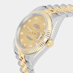 Pre Owned Rolex Datejust 116233 Automatic Champagne 18k Yellow Gold Stainless Steel Men's Wristwatch 36 mm
